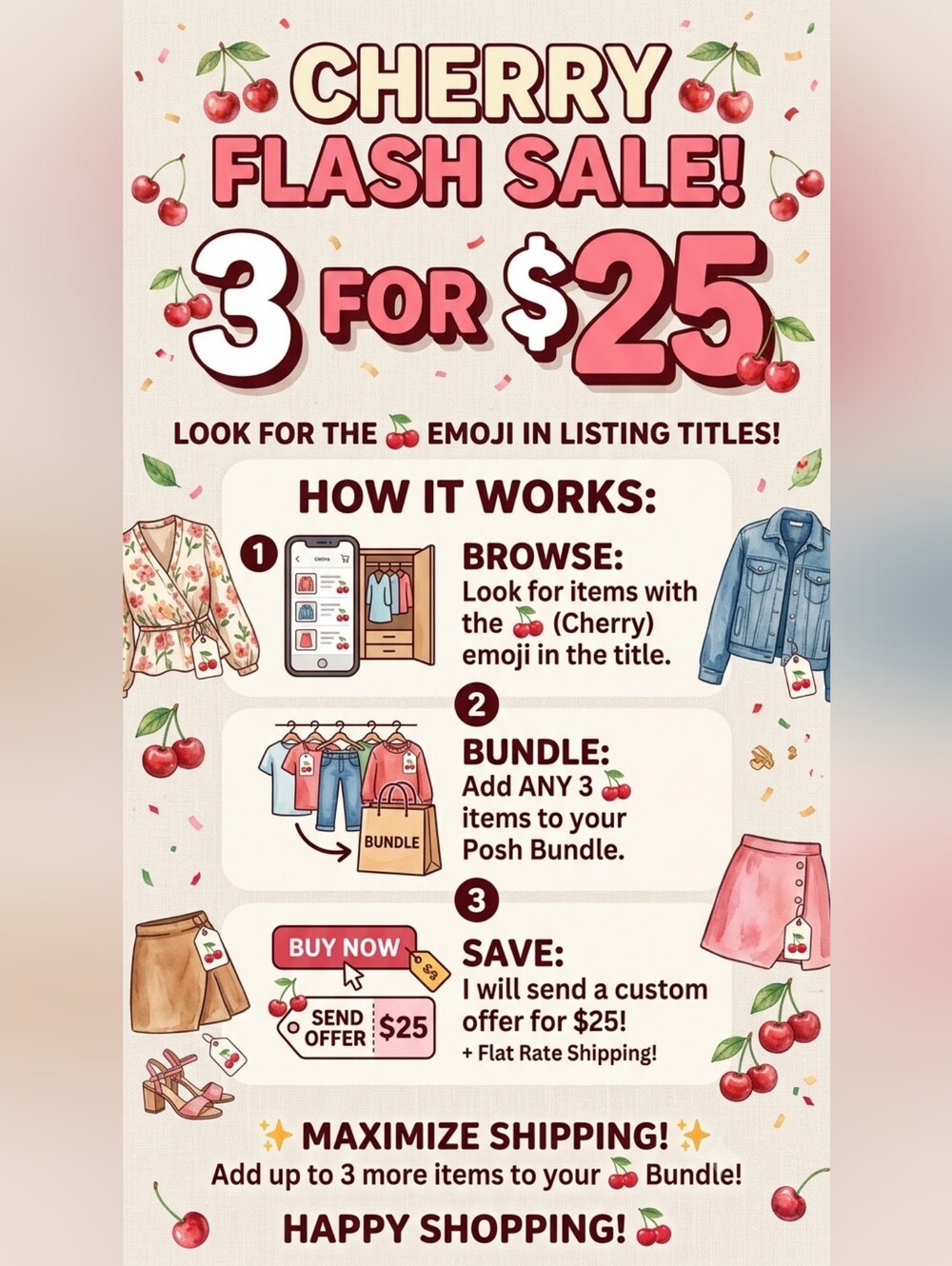 ​🍒 WELCOME TO MY 3 FOR $25 FLASH SALE! 🍒
